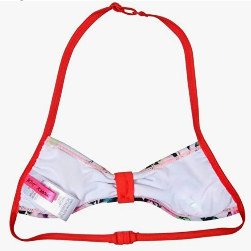 Betsey Johnson Girls Rose Print Bikini Top Size 14